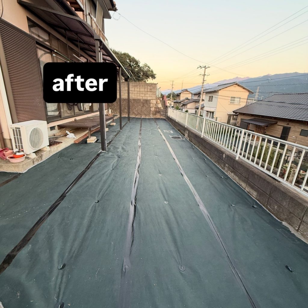 西条市飯岡町 防草シート施工後の庭